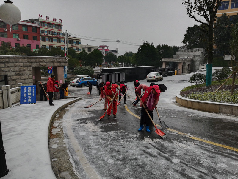 我校教职工积极开展除雪铲冰